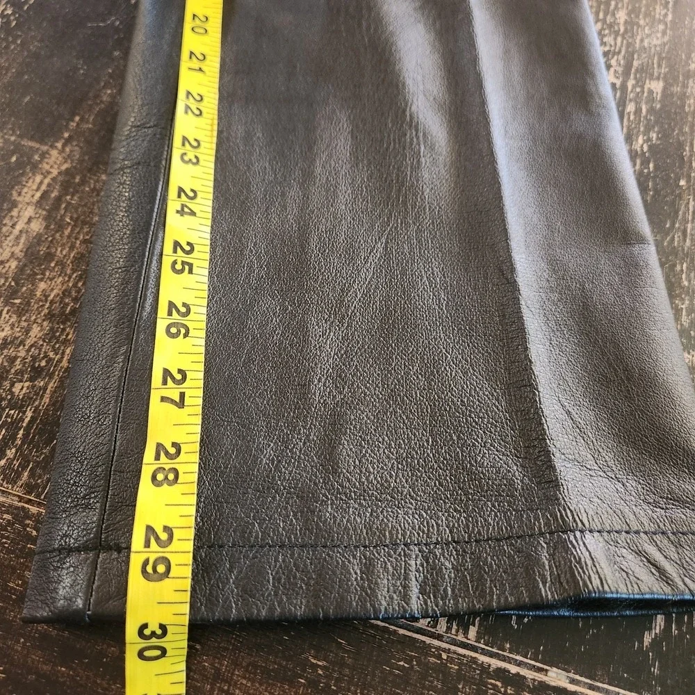 Vtg 90s Y2K Newport News 100% Leather Pants 6 Women Black 29x29 Moto Biker Lined